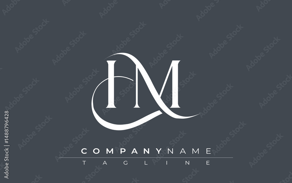 Poster initial hm logo design vector. elegant monogram logo design with decorative elements and typography