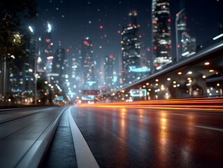 Fototapeta premium Futuristic city lights blur on highway