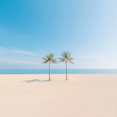 Fototapeta premium Two Palms on Empty Beach