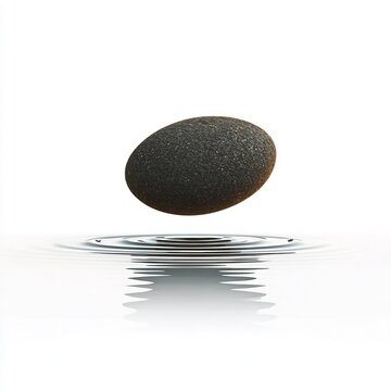 Smooth stone skipping on water on white background