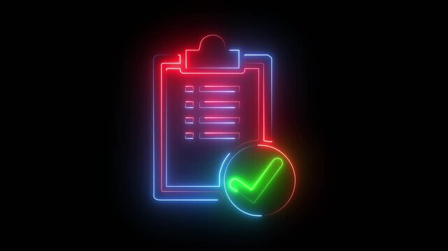 Glowing neon line todo list with check mark animation.