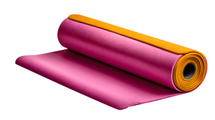 Yoga mat partially rolled isolated on transparent background