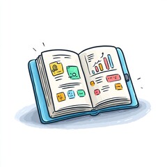 open notebook with business plan sketch