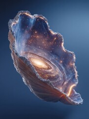 Abstract representation of a galaxy within a celestial shell.