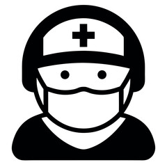Medical Professionals in Protective Gear - Icon Set