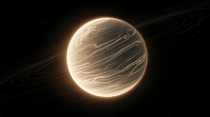 Serene Planet with Central White Disk - Mental Health Concept