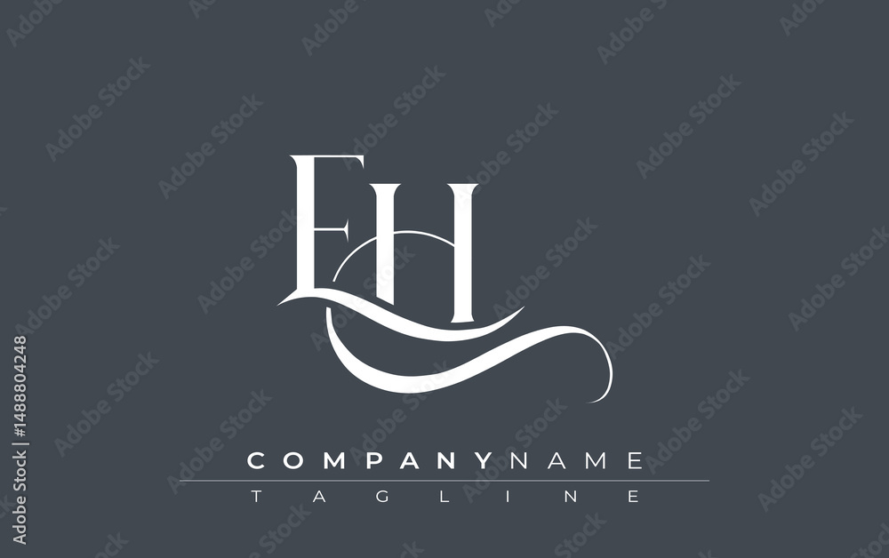 Poster initial eh logo design vector. elegant monogram logo design with decorative elements and typography