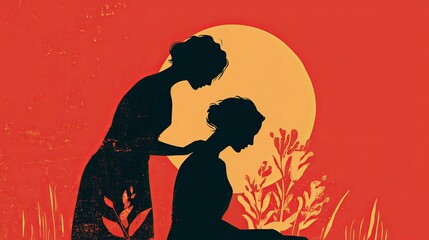 Romantic Silhouette of Couple Kissing at Sunset
