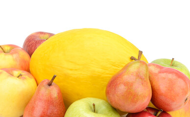 fresh ripe fruits isolated on white background.