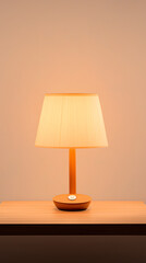 Warm lamplight on bedside table.