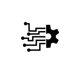 Digital technology gear icon concept isolated on white background. Vector illustration.