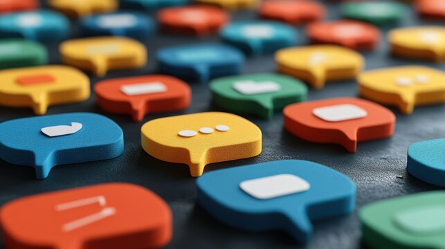 Colorful chat icons on dark surface