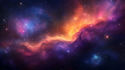 Obraz premium Colorful Cosmic Nebula in Deep Space with Stars and Bright Colors