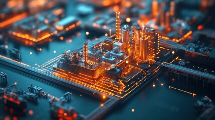 Abstract industrial complex, digitally rendered