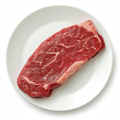 Raw Beef Steak on White Plate - Fresh Cut of Meat