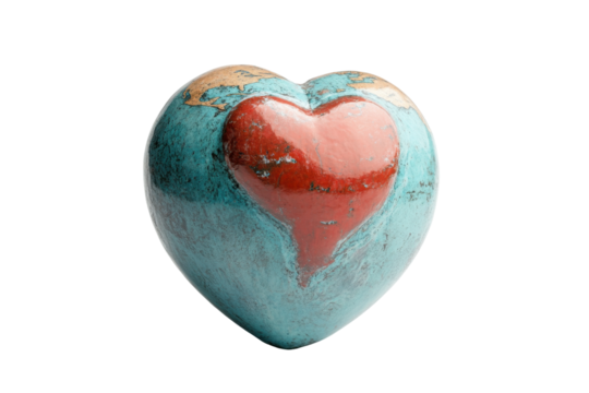 Heart-shaped globe symbolizing love for the world, showcasing continents and a vibrant red heart, emphasizing unity and global connection in a unique design
