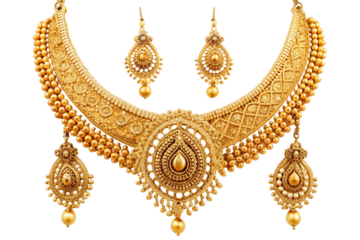 Luxurious gold necklace set bridal jewelry indian design
