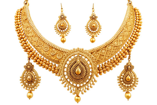 Luxurious gold necklace set bridal jewelry indian design