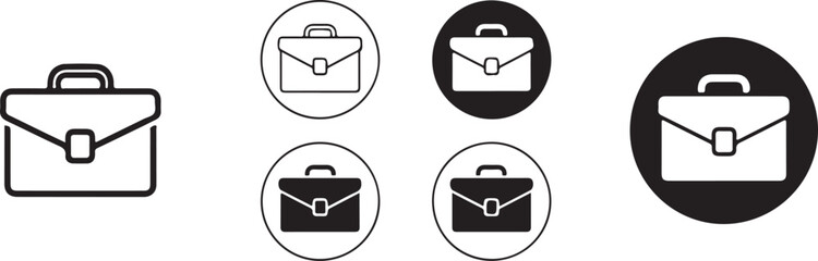 Briefcase Icon Set Line Art and Filled Variations
