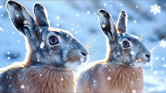 Winter Hares: A Snowy Wildlife Portrait