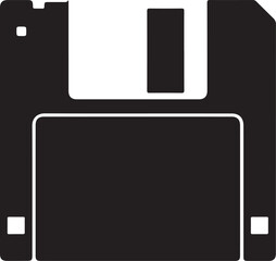 Black and White Floppy Disk Icon Illustration