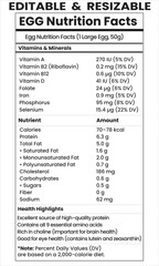 Fototapeta premium egg nutrition facts, food label, supplement facts, egg calorie chart, nutrition info 