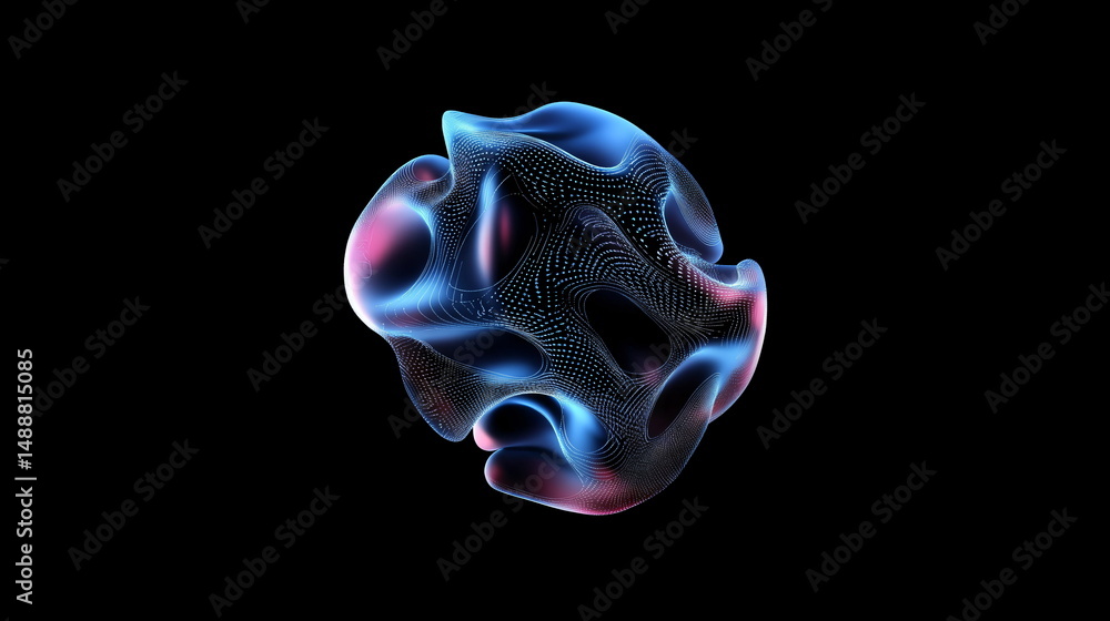 Poster abstract metallic sculpture on a black background for technology and art concepts. futuristic shape 