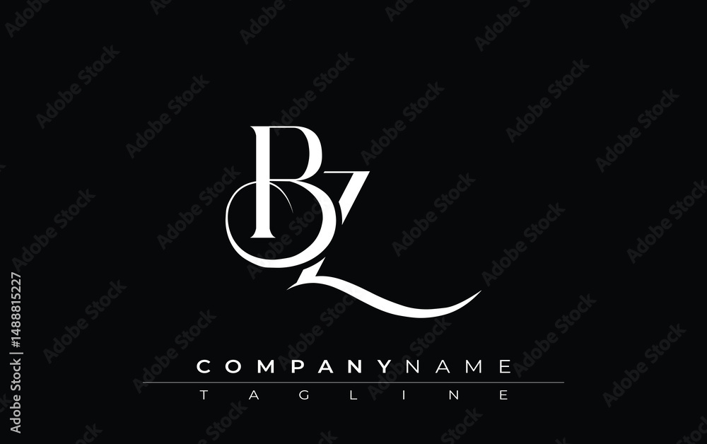 Fototapete initial bz logo design vector. elegant monogram logo design with decorative elements and typography