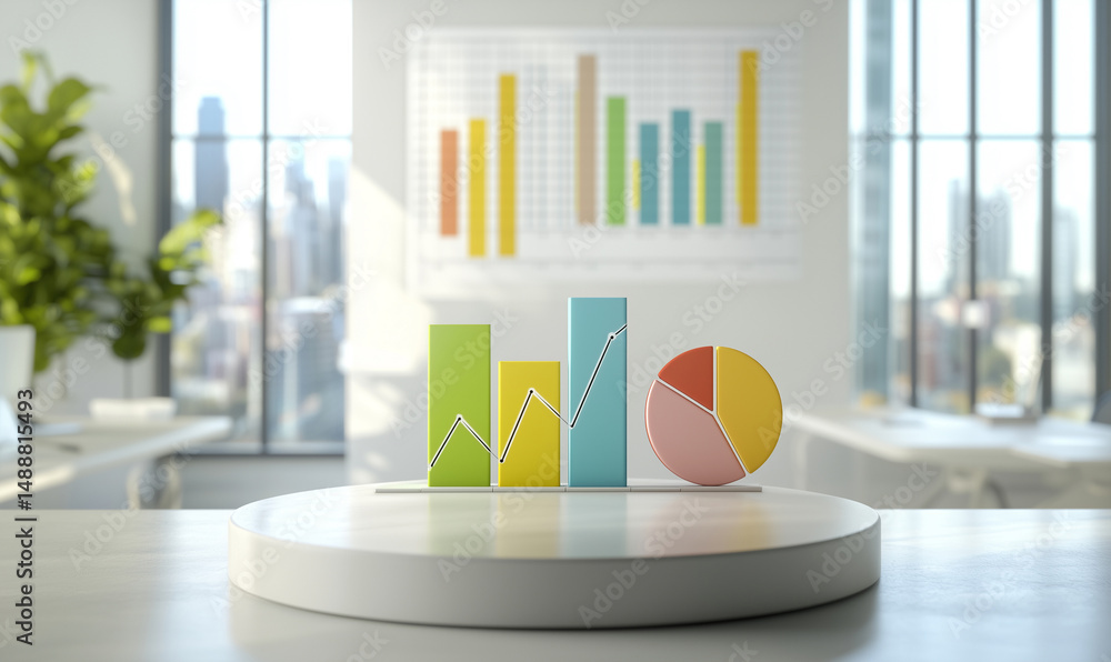 Poster data visualization trends in business analytics modern office infographic display bright environment