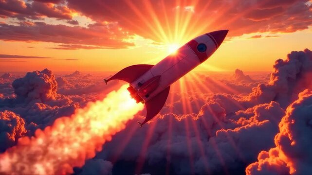 Animated illustration of a flying rocket.