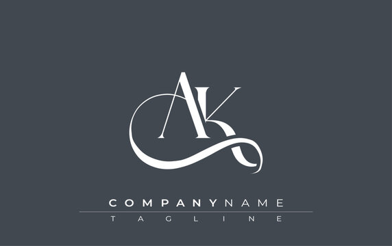 Initial AK Logo Design Vector. Elegant Monogram Logo Design with Decorative Elements and Typography