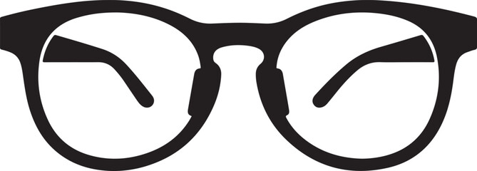 Simple Black Round Eyeglasses Icon Illustration