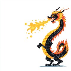 Fototapeta premium mythical dragon breathing fire 