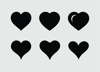 Minimal Love Symbol Collection, Elegant Heart Silhouette, Vector Art