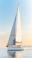 Serenity on the sea: lone sailboat at sunset for nautical designs
