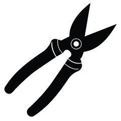 Open Black Secateurs or Pruning Shears Gardening Tool Illustration