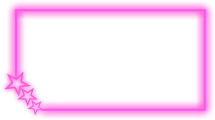 Neon Pink Rectangular Frame with Stars