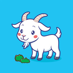 Cute goat vector illustration. This sweet cartoon style goat is ideal for children's designs, farm themed projects, educational materials, and stationery.