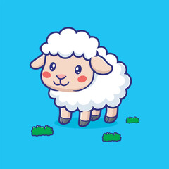 Cute Baby Sheep Cartoon Vector Icon Illustration. Animal Nature Icon Concept Isolated Premium Vector. Flat Cartoon Style