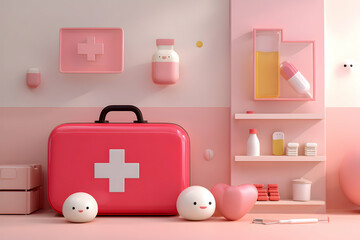 Cute and Colorful Medical Supplies in a Minimalist Setting