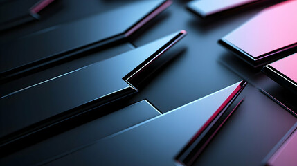 Fototapeta premium Black and Pink Geometric Abstract Background with Sharp Edges