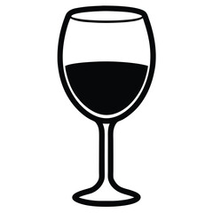 Stylized Wine Glass Silhouette Filled With Dark Liquid Against White Background Illustration