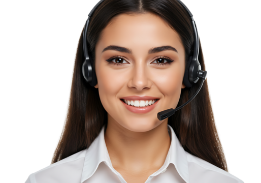Smiling Customer Service Representative Wearing Headset, Providing Excellent Support and Assistance