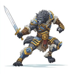 Fototapeta premium Werewolf Warrior in Battle Mode