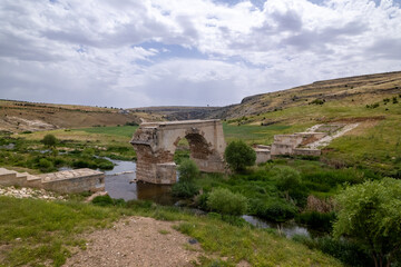 Aerial View of Septimius Severus Bridge in Araban, Gaziantep &ndash; Ancient Roman Architecture in Southeastern Turkey