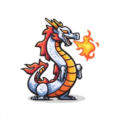 Fire-breathing graffiti dragon
