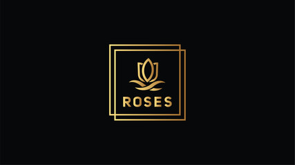 minimalist Rose Flower gold logo design.  