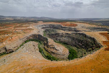 Aerial View of Habes Canyon in Araban, Gaziantep – Hidden Natural Gem of Southeastern Turkey