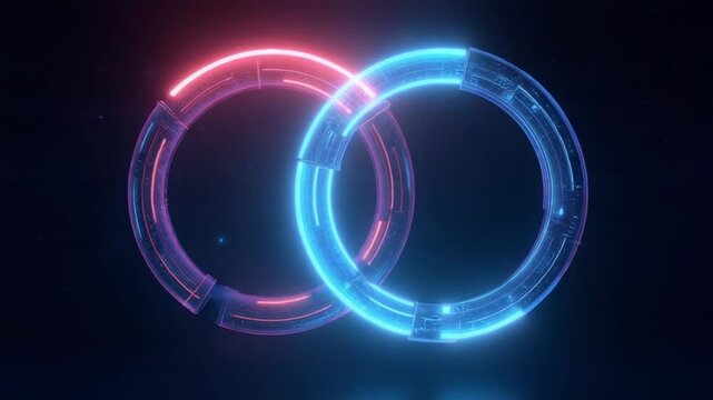 Futuristic Glowing Tech Rings in Space