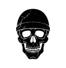 The skull icon. Black silhouette of a cracked human skull. Vector illustration isolated on a white background for design logo and icon design